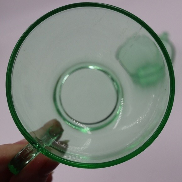 Vintage Depression Glass Uranium Glass Cups Mugs Florescent Green Glowing Glass - Picture 2 of 6